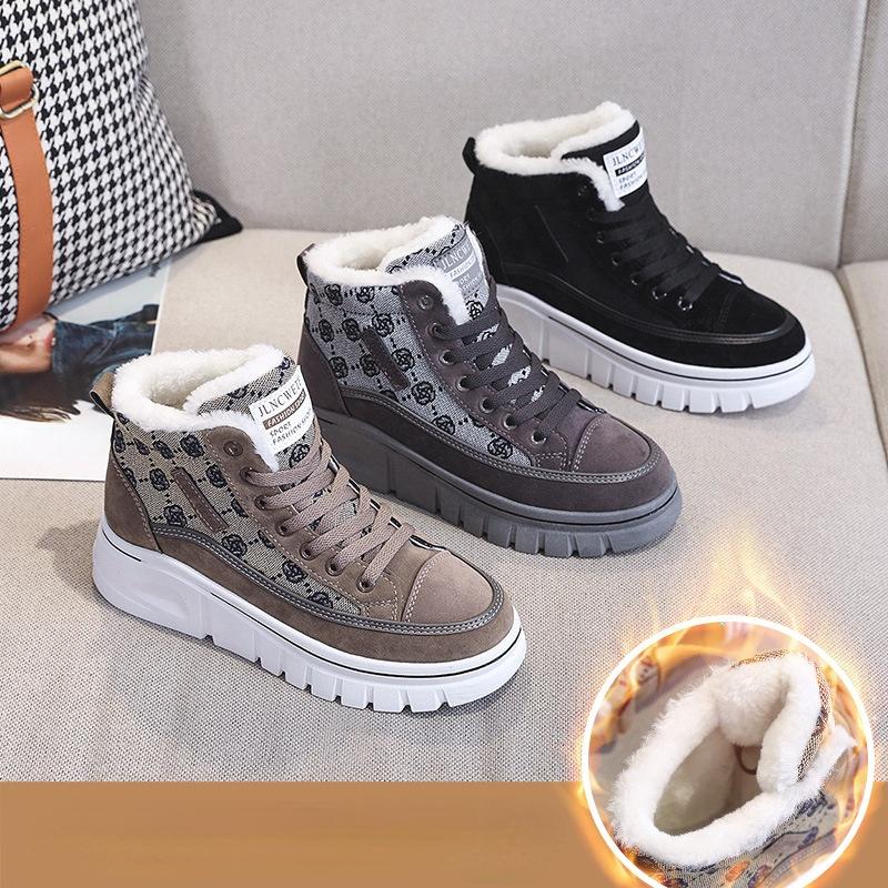 Damenstiefel Schneestiefel Wintermode Plus Samt Warme Stiefel Lässige Baumwollschuhe Damenschuhe