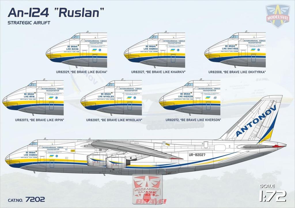 Modelsvit Antonov Ruslan Large Transport Aircraft Plastic Model Kit MVR7202 1/72 An-124 (Airplane)
