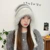 Hand-crocheted Y2k Handbag-hat New Design Pullover Beanie Hat Winter Striped Drawstring Hat  Women
