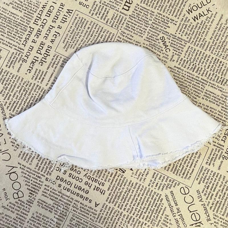 

New sunscreen bucket hat rough edge bucket hat women s summer visor simple hat basin hat One Size