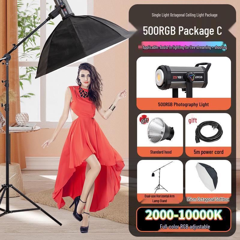 8-Color RGB Studio Fill Light with Wide Temperature Range & Stepless COB Adjustment for Film, TV, and Live Broadcast Atmosphere