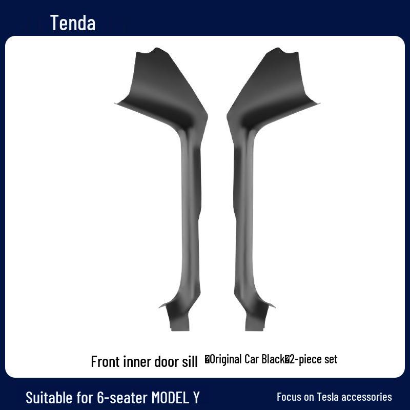 Tesla Model YL Accessories: Updated 6-Seater Door Sill Strips, Center Console Anti-Kick Panels, and Front/Rear Seat Protectors.