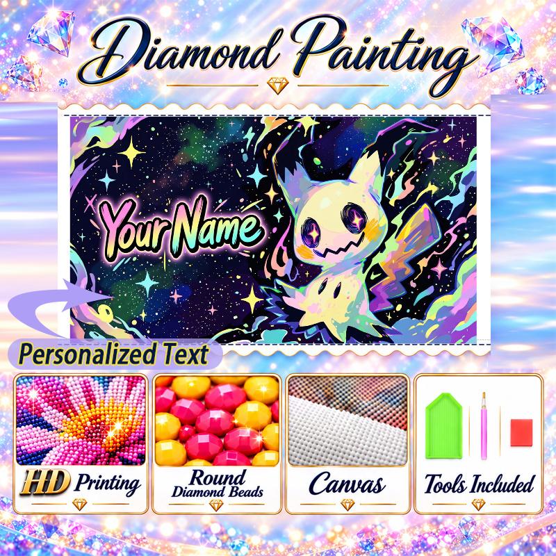 Personalized Mimikyu Diamond Art Custom Name 5D Diamond Painting Full Drill DIY Craft