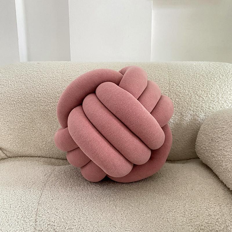 Nordic Wool Ball Pillow With Knitted Texture For Home Decor And Lounge Comfort