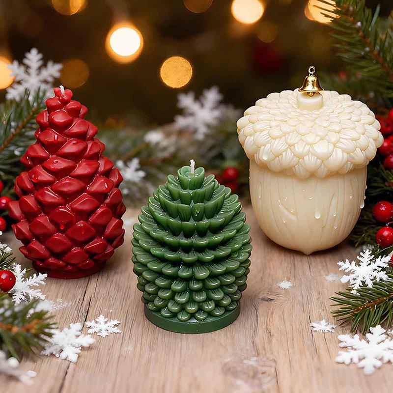 DIY Christmas Cedar Cone Silicone Mold Easy Release Oil Pine Cone Candle Making Mold for Decorative Ornaments 3D Plaster Model