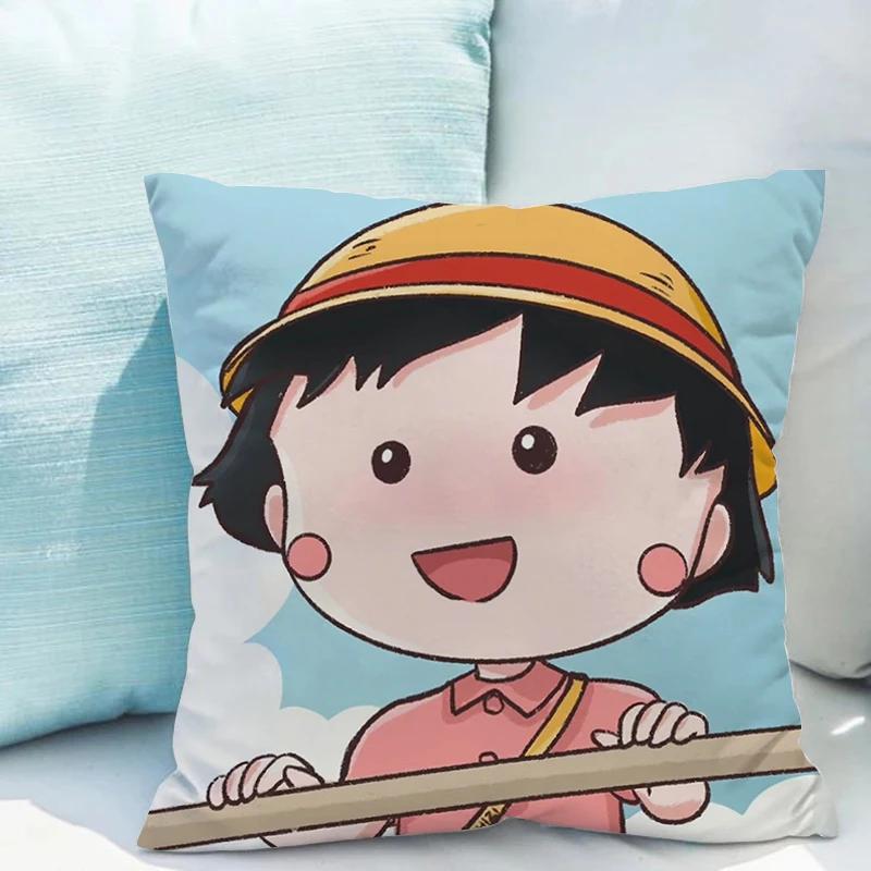 Chibi Maruko-chan Pillowcase Cushion Cover x Ornamental Pillows for Living Room Fall Decor Pillow Hugs Lounge Chairs Covers