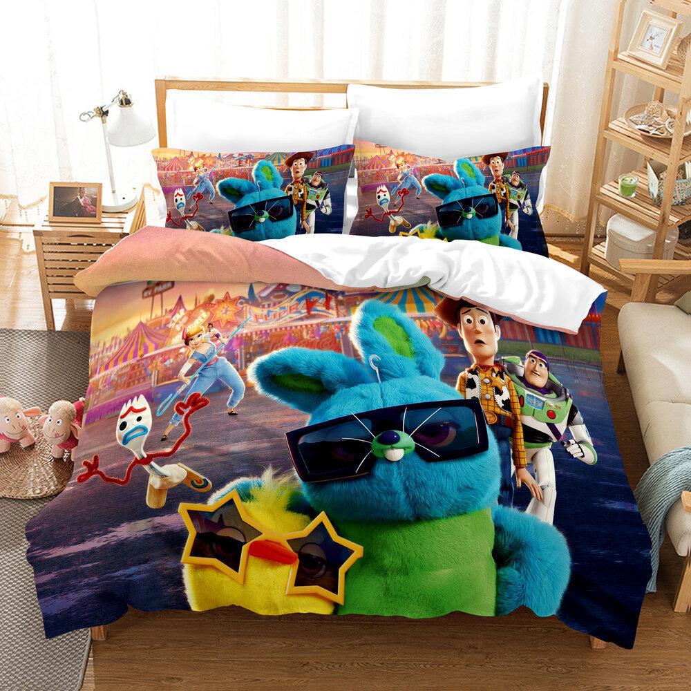 Factory 3D Digital Printing Quilt Set Three-Piece Cartoon Animation Thickened Grinding Kit