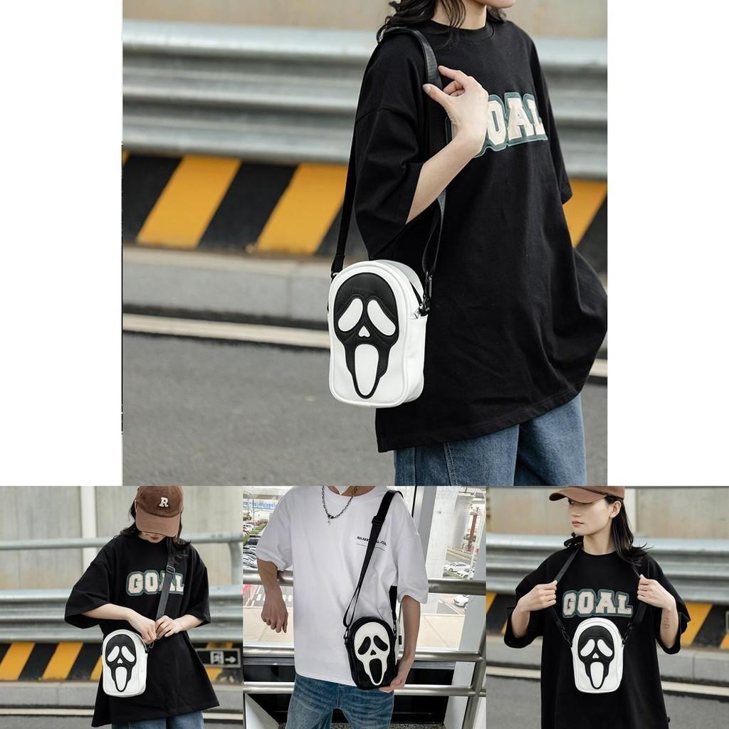 Trendy Ghost Skull Crossbody Bag Small Pu Shoulder Bag For Men And Women