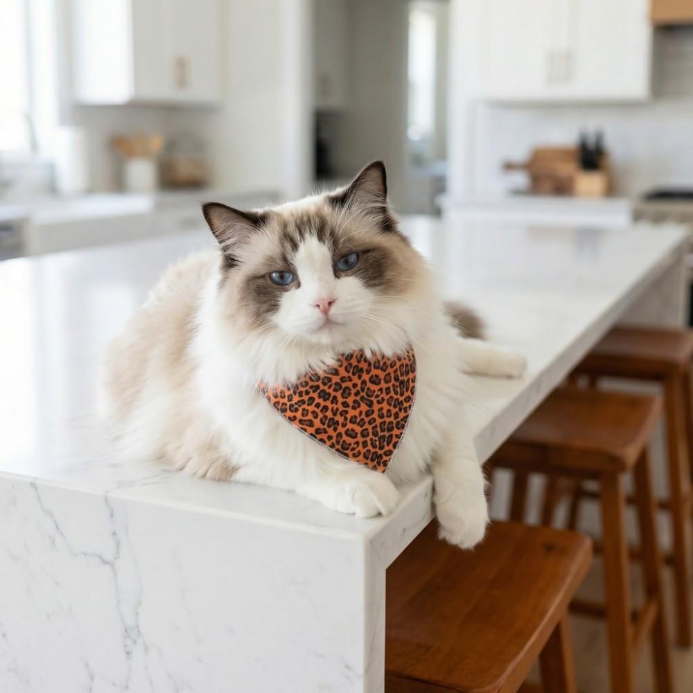 Multipurpose Leopard Print Saliva Towel Adjustable Cat Saliva Towel Pet Triangle Scarf  Party