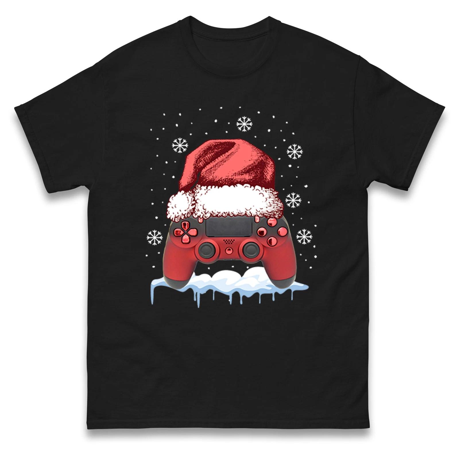 Santa Hat Game Controller Christmas T Shirt,Santa Claus Gaming Christmas Tee 3XL