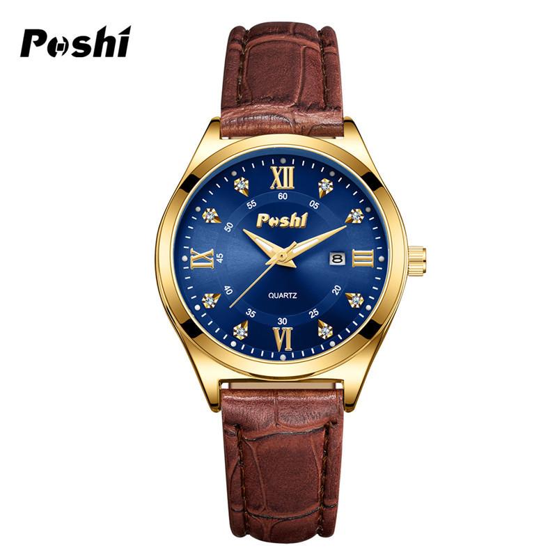 POSHI Men's Business Quartz Watch Fashion Glow-in-the-dark Waterproof Double Calendar Watch for Women