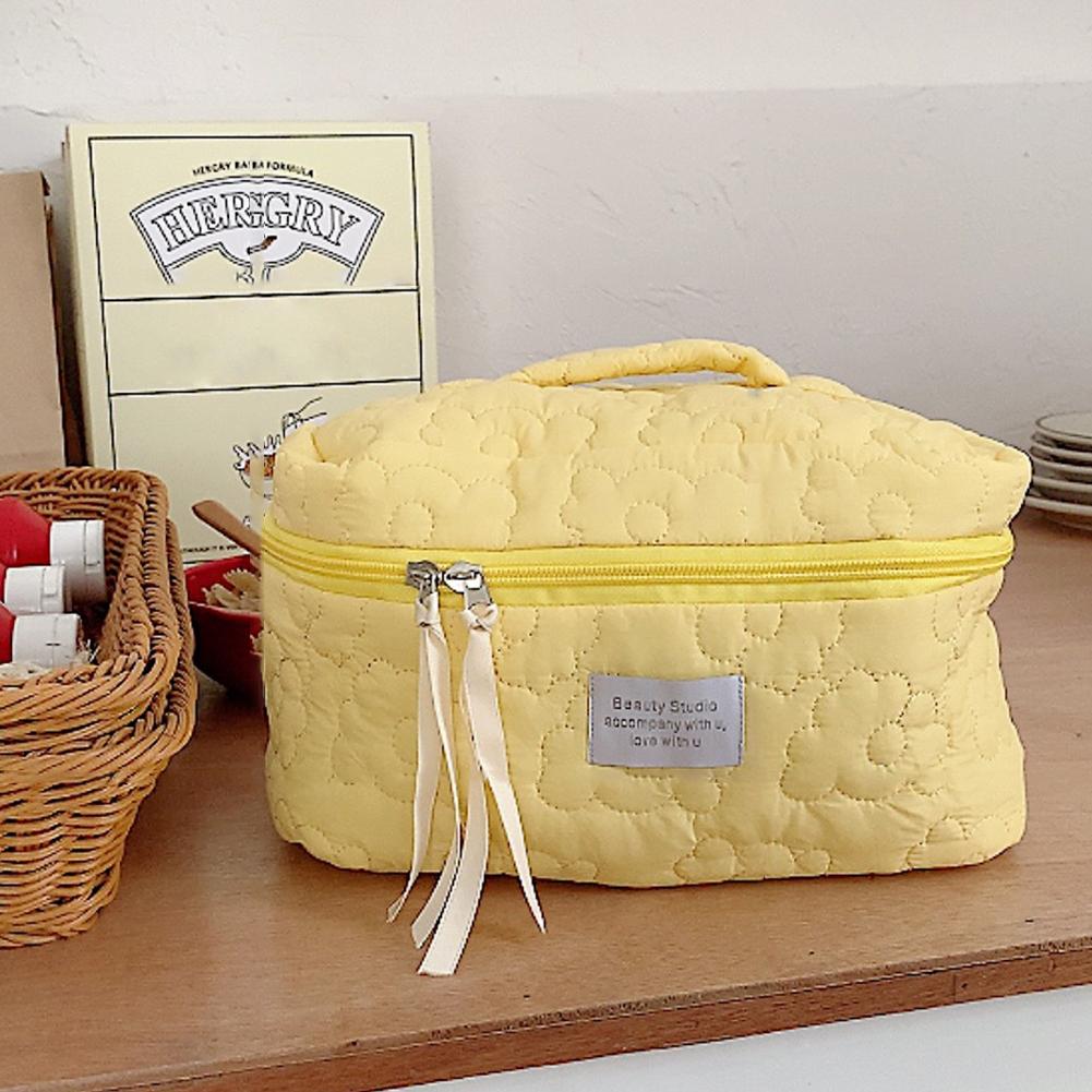 

Популярный стеганый цветочный косметичка сумка большой емкости сумка для хранения портативный многофункциональный модный мягкий повседневный для выходных отпуск жёлтый