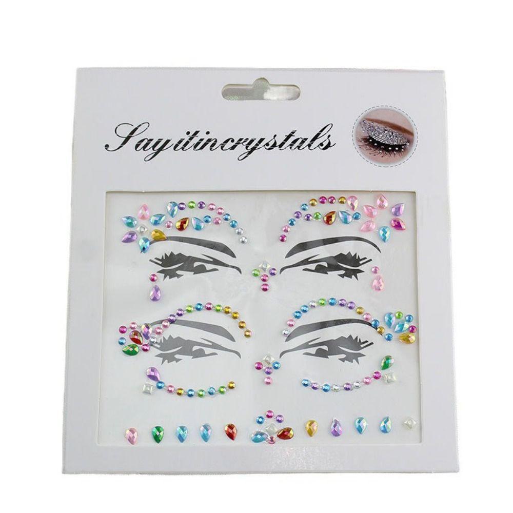 Fashion 3D Face Tattoo Crystal Sticker Fake Tattoo Temporary Tattoo Sticker  Girls