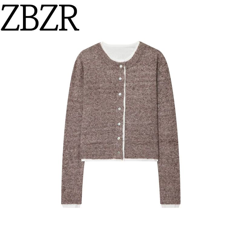 Za New Fall Women's Clothing 2025 Fashion Style Fashion All-Match Contrast Color Knitting Outwear 2142198 706