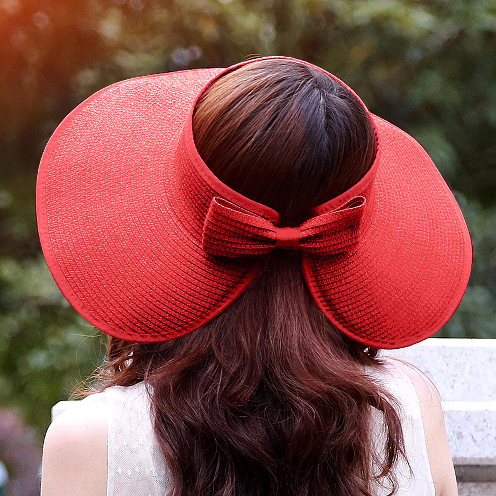 

Женская мода Тенденция солнцезащитный козырек Складная пустая пляжная шляпа с большим краем one size красный