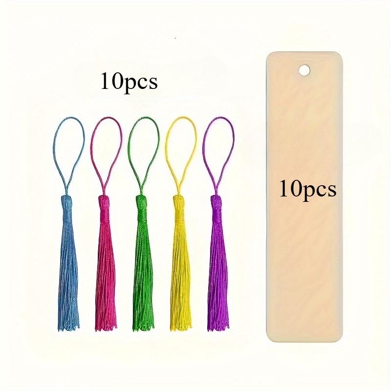 Blank Wooden Bookmarks for Crafts and Gift Tags - DIY Wood Craft Bookmark Set with Colorful Tassels, Multipurpose Hang Tags