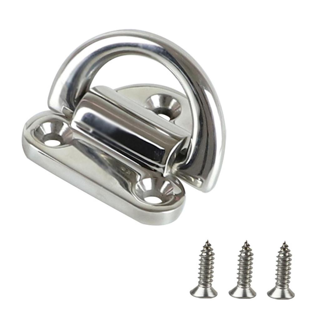 2 Pieces Folding Pad Eye D Ring Steel Tie Down Smooth Easy To Install with Screws Sturdy Deck Lashing Ring for Trailer Truck