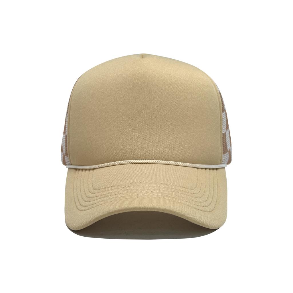 New Plaid Baseball Cap with Rope Truck Mesh Cap Outdoor Leisure American Fashion Breathable Sun Protection Advertising Cap