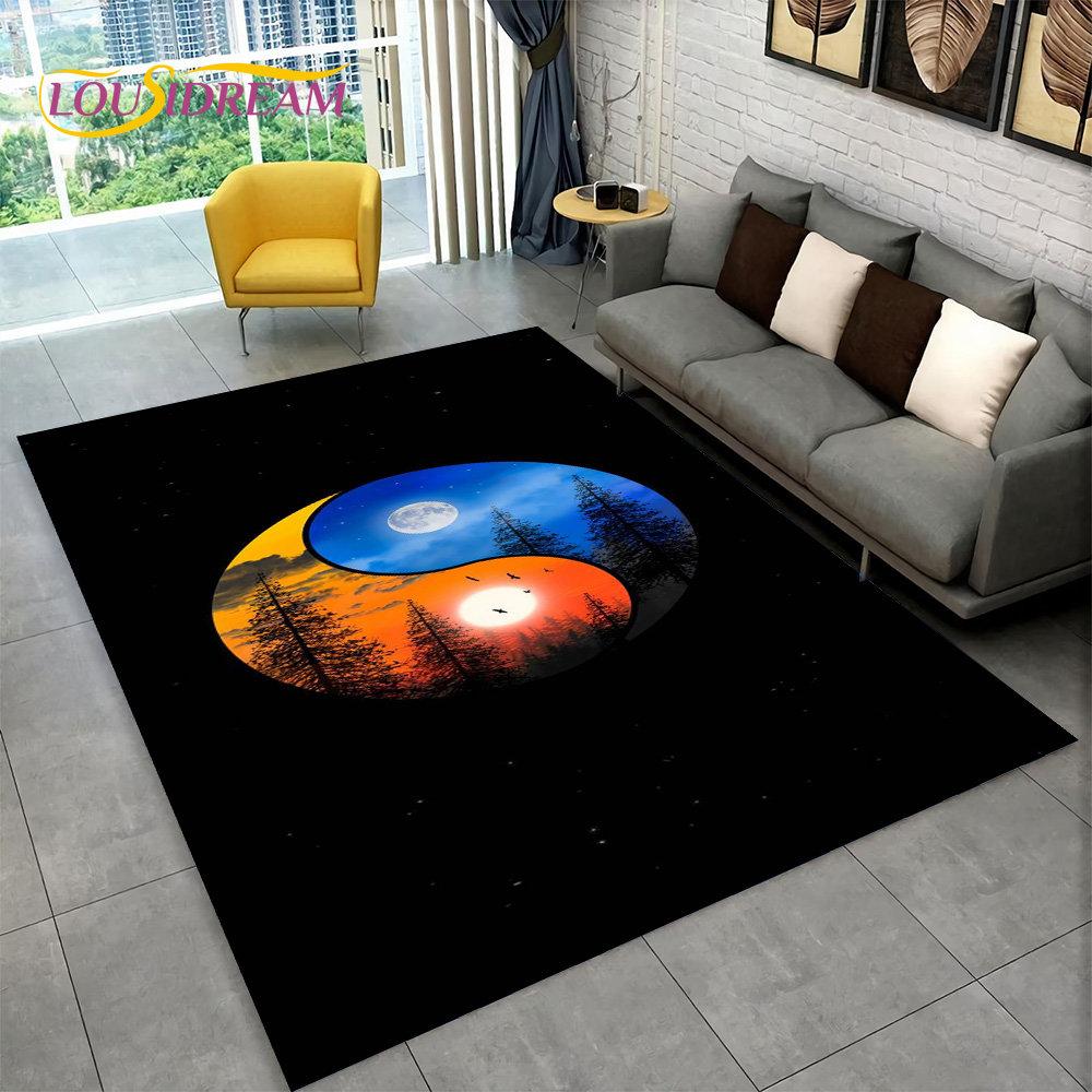 Rainbow 7 Chakra Mandala Bohemia Area Rug,Carpet Rug for Living Room Bedroom Sofa Doormat Decor,Yoga Soft Non-slip Floor Mat
