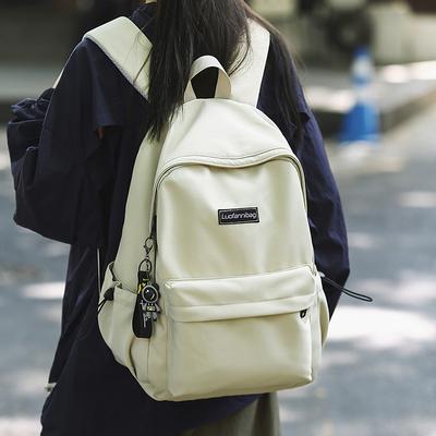 Korean Version of College Student Solid Color Backpack for Women Versatile Couple Casual Travel Backpack Large Capacity