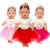 Set of 3 Birthday Doll Pink Clothing Accessories Including Skirt Romper Headband for 43cm / 17Inch Newborn Baby Doll (No Doll)