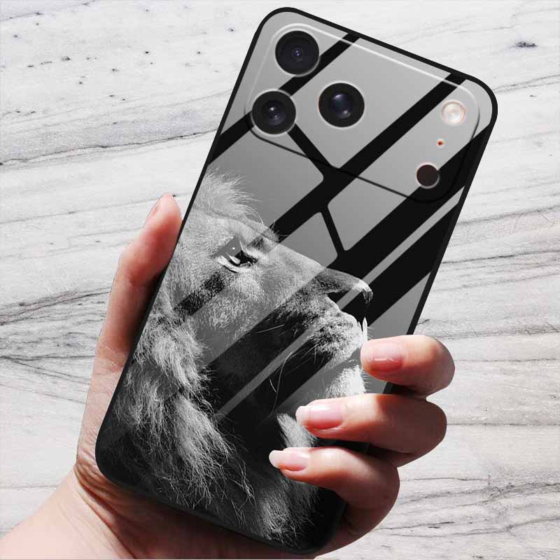 Cartoon Patterns Case For iPhone 17 Pro Plus Capa 17 Pro Max Bumper Luxury Tempered Glass Hard Back Cover iPhone17 Air Funda
