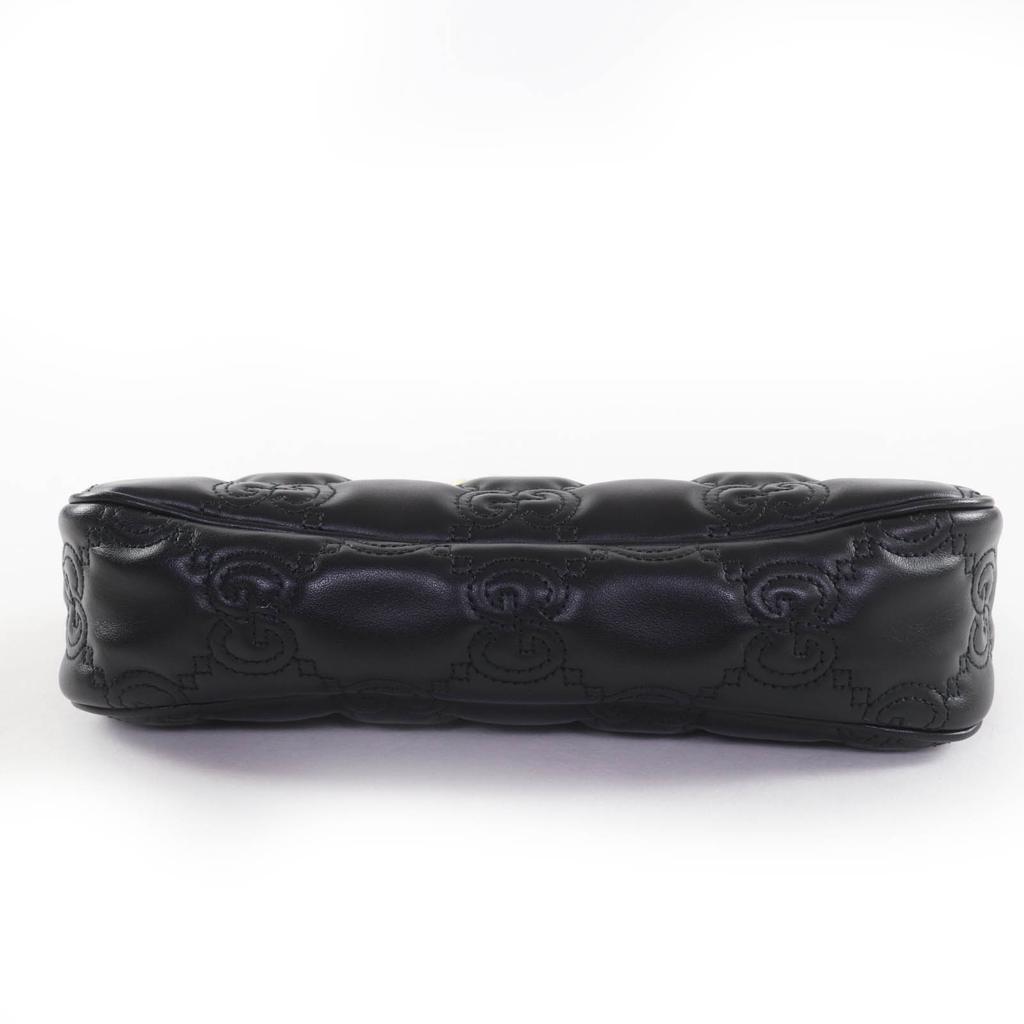 Excellent GUCCI Shoulder Bag GG Matelasse 2-Way Leather Handbag black 735049 Used