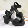 2025 New Large Size Thick Heel Waterproof Platform Platform Platform Sandals Fish Mouth One-word Buckle Open-toe Casual Fashion Women's Shoes