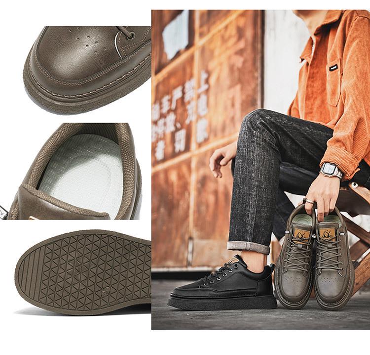 Men's Spring High-Top Waterproof Non-Slip Breathable Black Leather Casual Chef Shoes