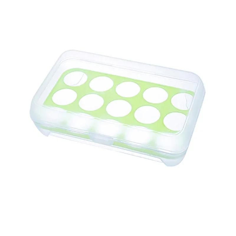 15 Grid Egg Storage Box Egg Box Tray with Lid Drawer Egg Carton PP Cases Refrigerator Cases Compartment Storage Egg Rack Support