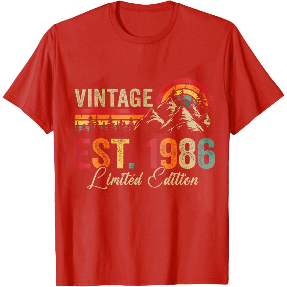 

Vintage Est 1986 Limited Edition Summer Men TShirt Retro Mountain Rainbow Design Casual Wear For Birthday Gift For Him S
