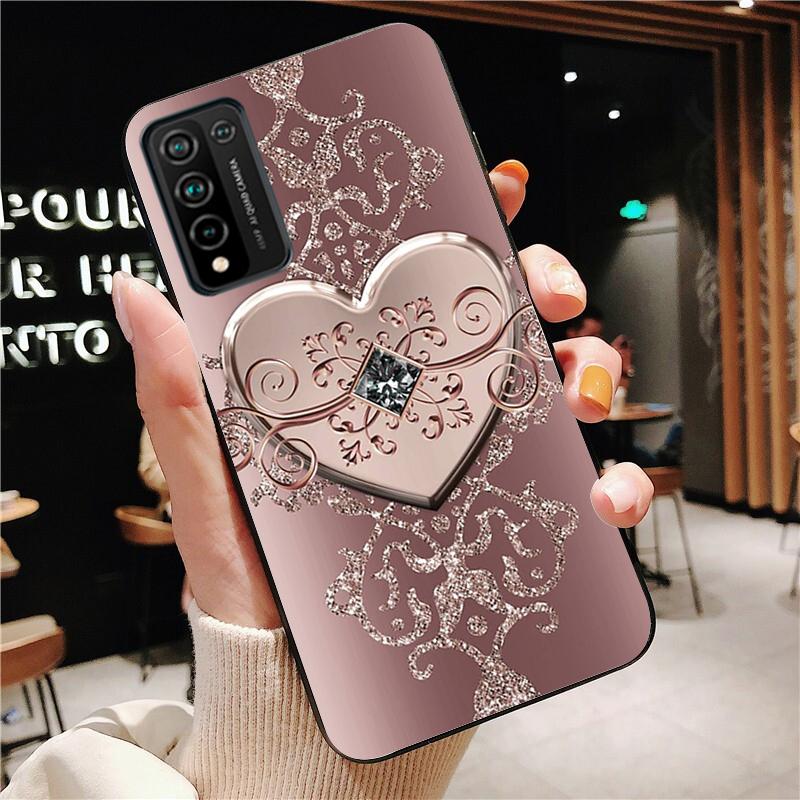 Rose Gold Diamond Love Heart Phone Case for Huawei Honor 50 10X Lite 20 7A 7C 8X 9X Pro 9A 8A 8S 9S 10i 20S 20lite 7X 10 Lite