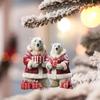 5PCS Cute Polar Bear Hanging Pendants 2D Acrylic Xmas Tree Ornament  for Cars Backpacks