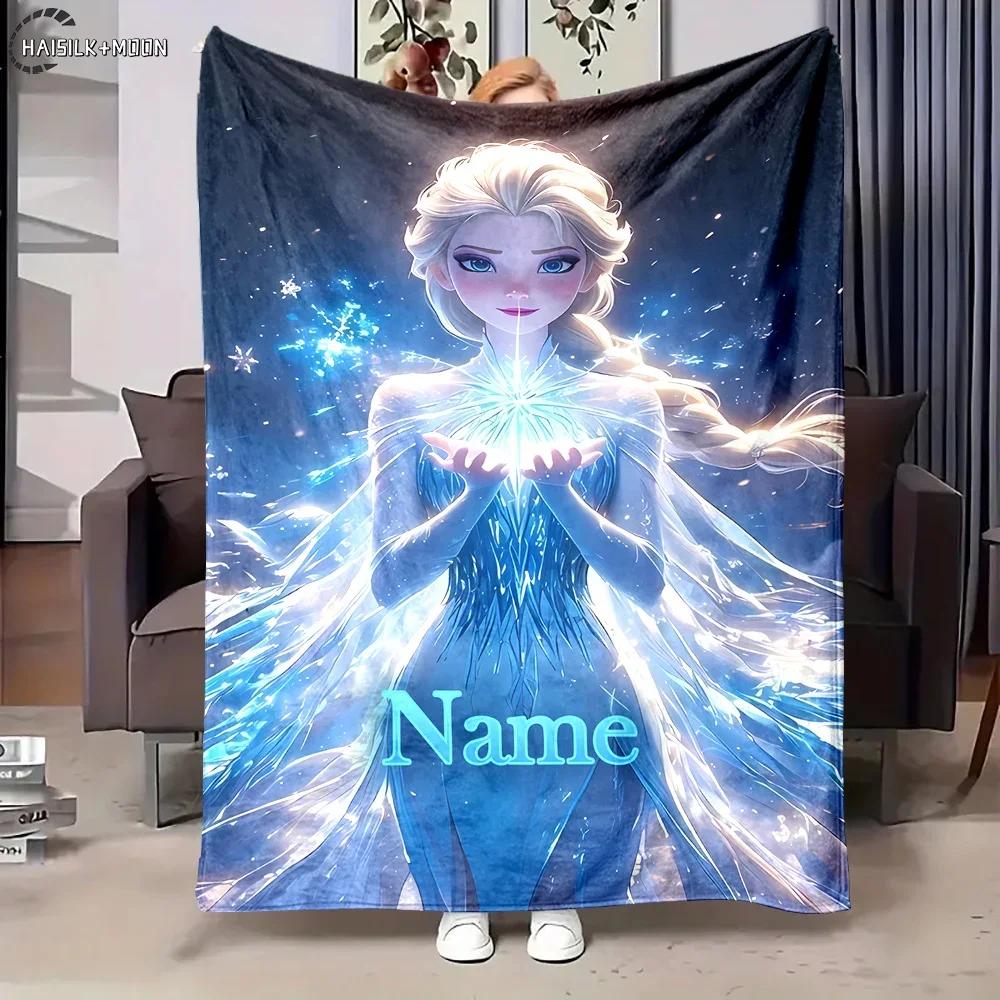 Customized Name Blanket Snow Queen Frozen Princess Elsa Princess Sofa Living Room Office RV Four Seasons Available Quick Arrival