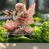 Flower Fairy Garden Stake, 2D Acrylic Fairy Garden Decoration, Waterproof Fairy Hummingbird Yard Art Stake for Lawn Balcony Flower Pot
