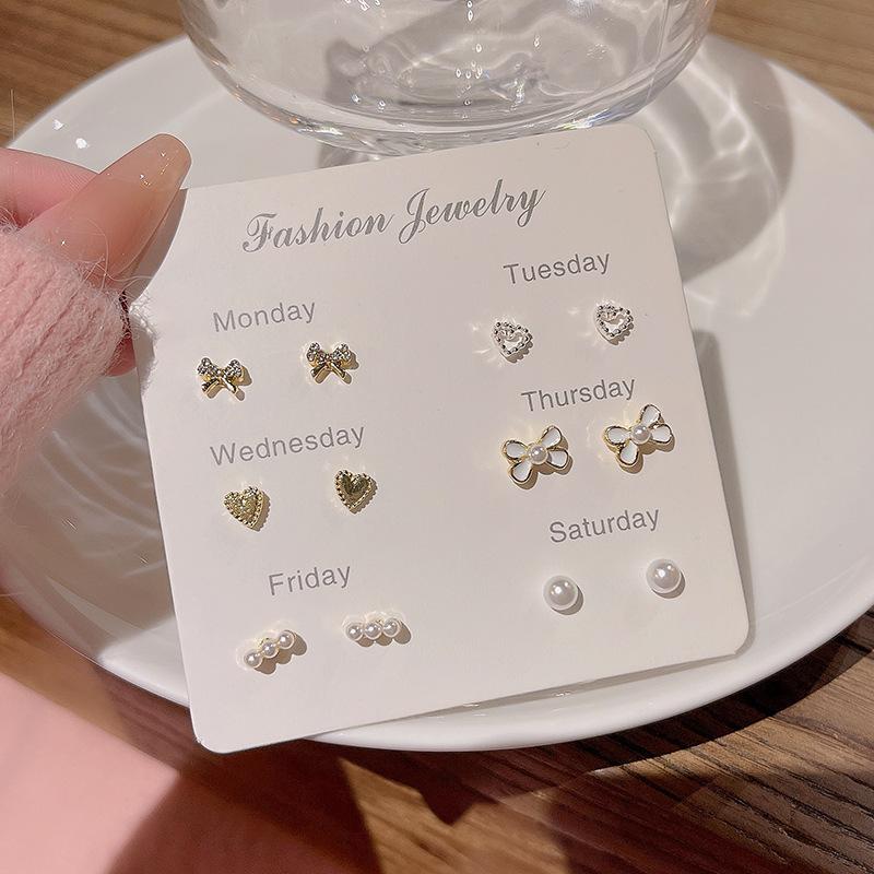 S925 Silver Needle Delicate Zircon Ear Set Small Stud Earrings