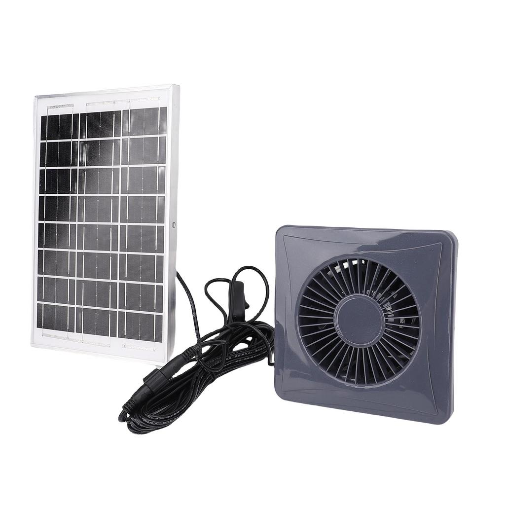 Solar Powered Exhaust Fan Kit, 6W Monocrystalline Silicon Solar Panel 4 Inch Vent Fan with Bracket, Suitable for Chicken Coop Greenhouse Shed Pet Hou