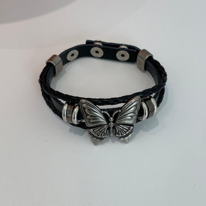 Women Men Cool Punk Choker Necklaces Bracelet Gothic Butterfly Pendant Biker Choker PU Leather Collar Sexy Jewelry Gift