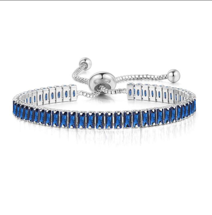 Black Iced Out Crystal Tennis Bracelets For Men Women Rectangle Zirconia Adjustable Chain on Hand Hip Hop Hippie Jewelry DZH051