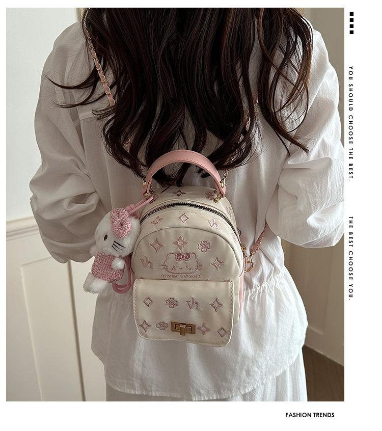 Schoolbag Backpack Kitty Cartoon Korean Version of Hello Kitty Women's New Spring Versatile Casual Commuter Backpack Soft