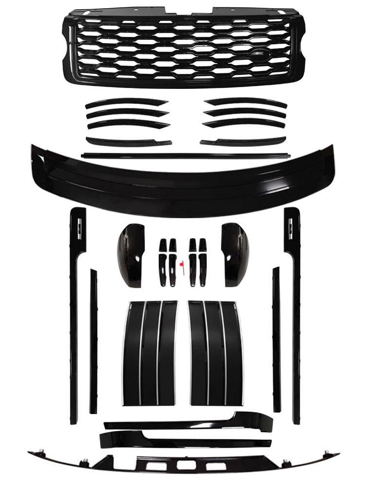 13-18 Range Rover Executive Schwarzes Karosserie-Kit: 22-teiliges Zierleisten-Set mit Gitter, Haifischkiemen & Türgriffen