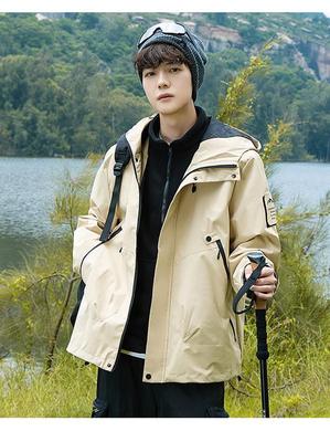 Men's and Women's Hooded Windproof Waterproof Jacket for Spring/Autumn Hiking and Mountaineering