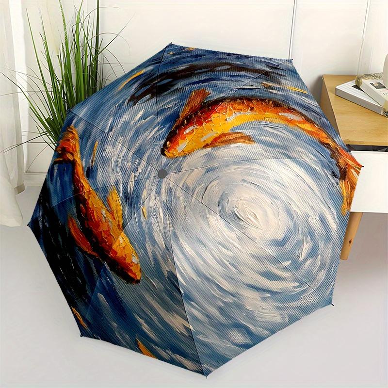 

Koi Fish, Abstract Painting themed Eight rib Automatic Folding Umbrella Is Suitable for Both Men and Women, Making It A Perfect Christmas an