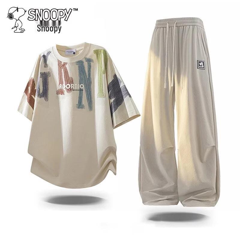 Snoopy Men s Summer Casual Top & Pants Two-Piece Set 4XL