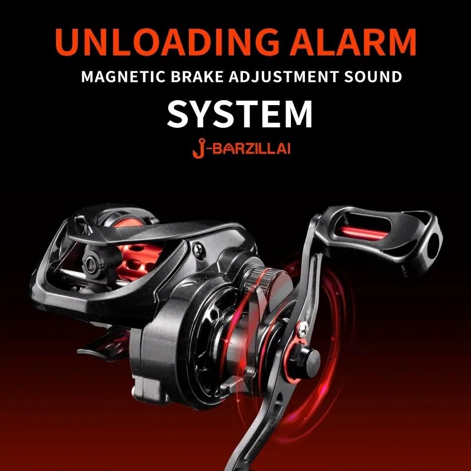 PL Baitcasting Fishing Max Drag Light Surfcast Baitcaster Reel J-BARZILLAI Reel, Saltwater/Freshwater Reel, 8KG, Reel, (Left-Handed)