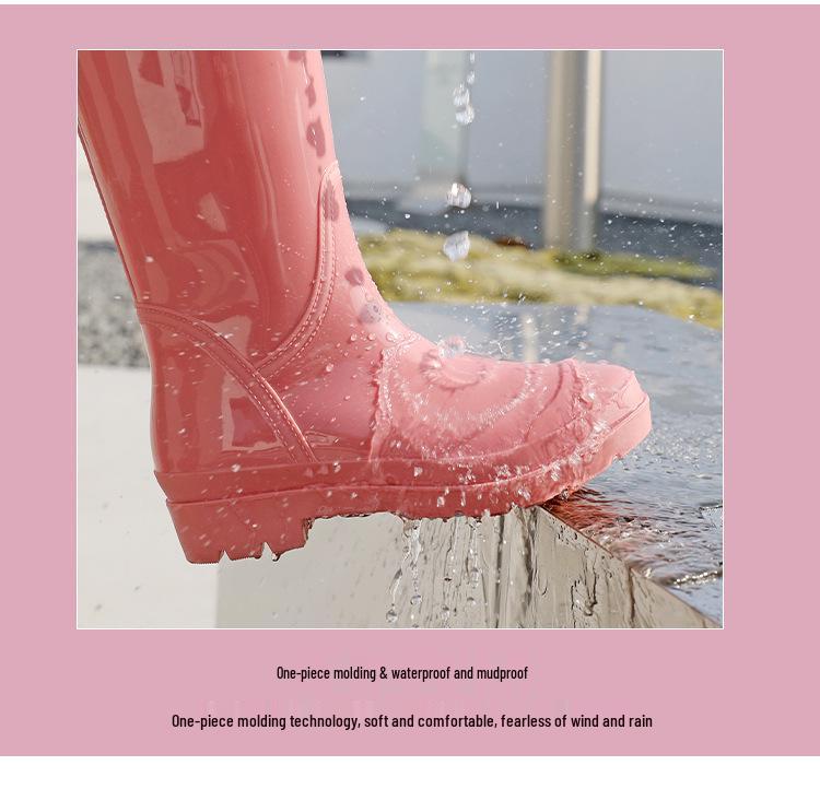Женские 42 см Очень Высокие Нескользящие Утолщенные Водонепроницаемые Резиновые Сапоги для Путешествий, Уборки Столовой и Модной Носки