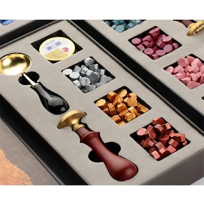 Kit de boîte de sceau de cire de timbres à faire soi-même, ensemble de cuillères à timbres détachables, perles de scellage, enveloppe, emballage de mariage, cadeaux, carte postale