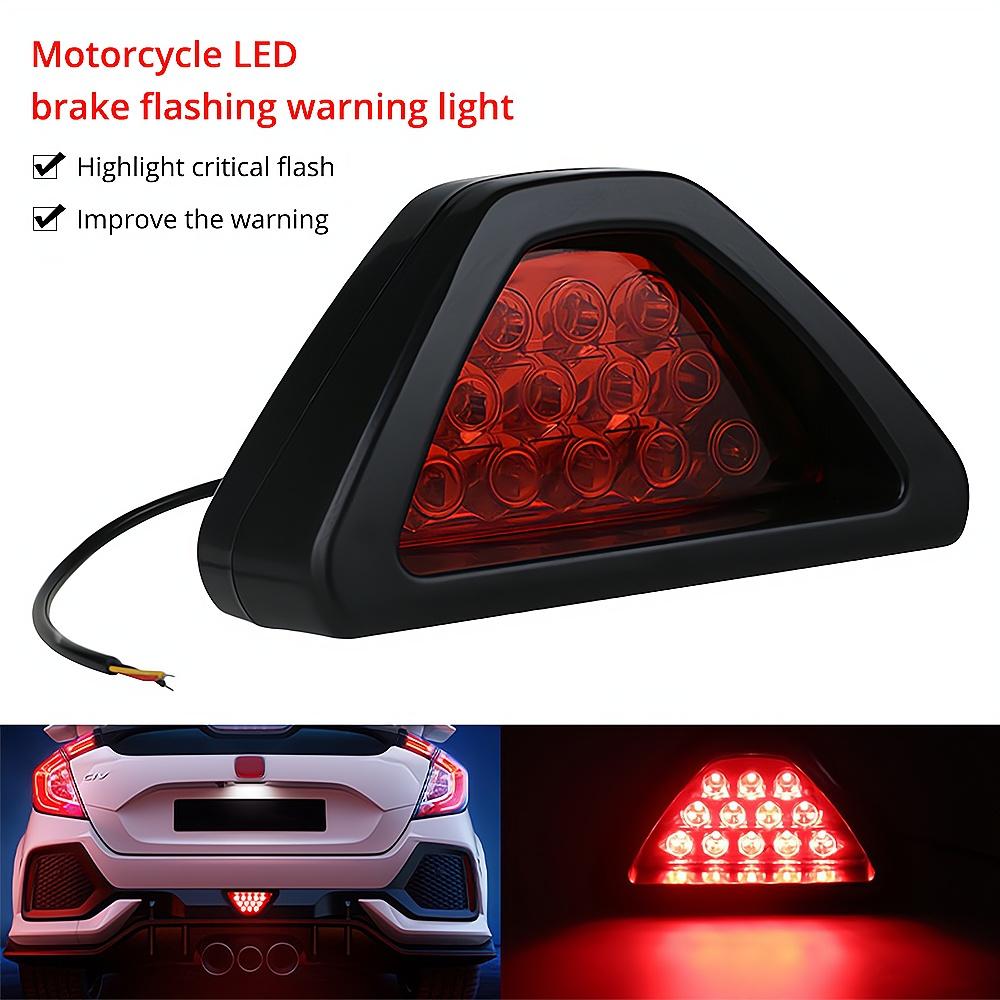 2PCS Car Ail Motorcycle Tail Pilot Signal Lamps Accessories 12V LED Rear Fog Light Triangle Red Led Brake Strobe Warning Lamp