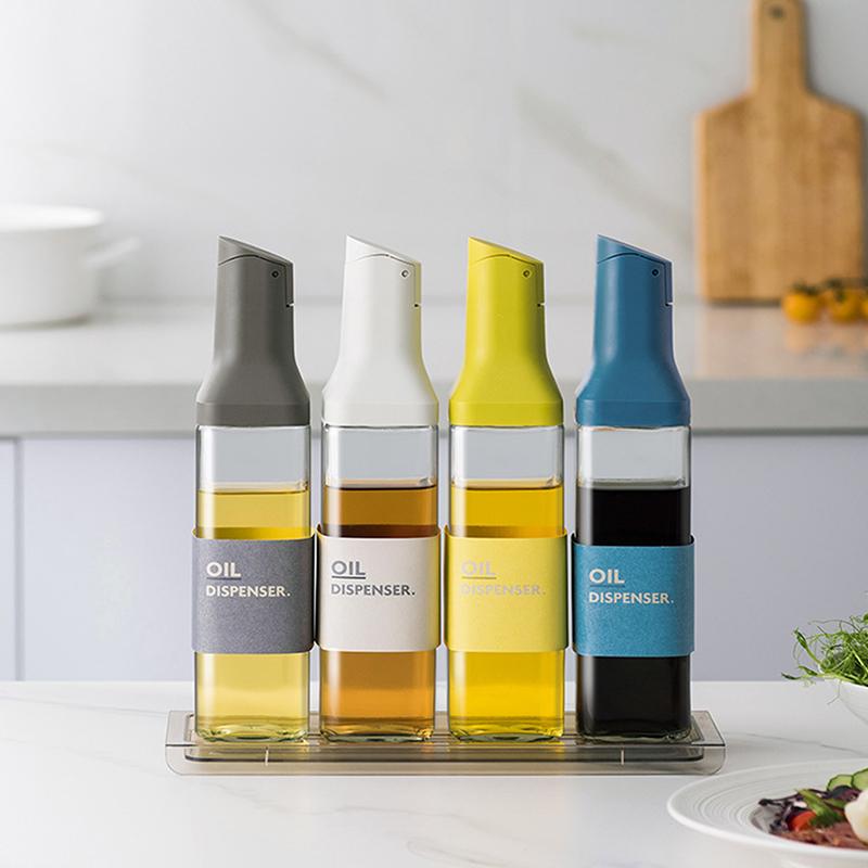 New 500ml Automatic Opening Glass Oil Bottle Condiment Container Pouring No Oil Leakage Oil Dispenser For Kitchen