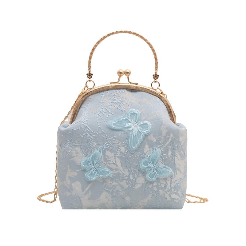 Chinese Style Butterfly Embroidery Women's Shoulder Bags Dinner Party Ladies Chain Crossbody Bag Elegant Simple Female Handbags